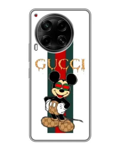 Чехол для TECNO Camon 30 (CL6) с картинкой «Микки Маус Gucci — полосы»