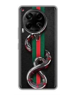 Чехол для TECNO Camon 30 (CL6) с картинкой «Gucci — змея на полосе»