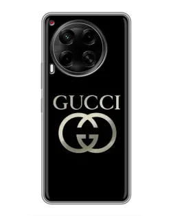 Чехол для TECNO Camon 30 (CL6) с картинкой «Gucci — золото на черном»