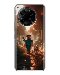 Чехол для TECNO Camon 30 (CL6) с картинкой «Стив в лесу»