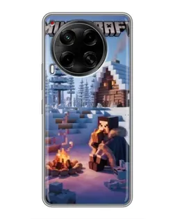 Чехол для TECNO Camon 30 (CL6) с картинкой «Зимний Minecraft»