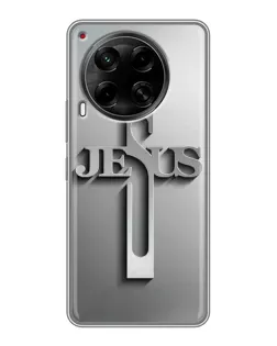 Чехол для TECNO Camon 30 (CL6) с картинкой «Металлический крест Jesus»