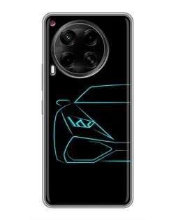Чехол для TECNO Camon 30 (CL6) с картинкой «Голубой силуэт Lamborghini»