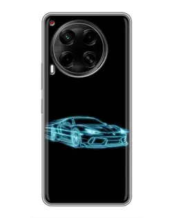 Чехол для TECNO Camon 30 (CL6) с картинкой «Неоновый контур Lamborghini»