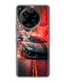Чехол для TECNO Camon 30 (CL6) с картинкой «Lamborghini красный дым»