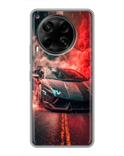 Чехол для TECNO Camon 30 (CL6) с картинкой «Lamborghini красный дым»
