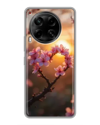 Чехол для TECNO Camon 30 (CL6) с картинкой «Розовый цвет сердце на фоне заката»