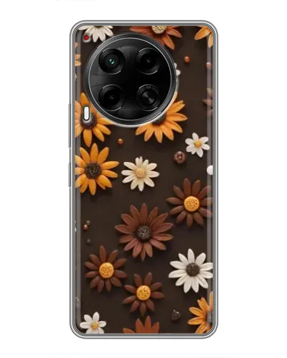 Чехол для TECNO Camon 30 (CL6) с картинкой «Узор из маленьких подсолнухов»