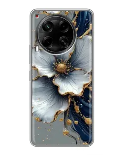 Чехол для TECNO Camon 30 (CL6) с картинкой «Белый цветок и золотой флюид» Чехол для TECNO Camon 30 (CL6) с картинкой «Белый цветок и золотой флюид»