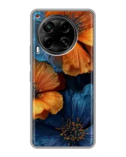 Чехол для TECNO Camon 30 (CL6) с картинкой «Яркая сине-оранжевая флора» Чехол для TECNO Camon 30 (CL6) с картинкой «Яркая сине-оранжевая флора»