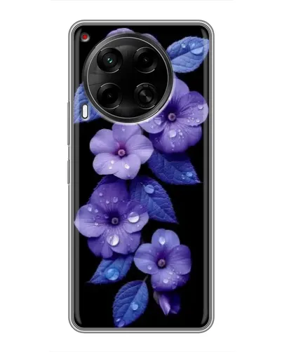 Чехол для TECNO Camon 30 (CL6) с картинкой «Фиолетовые цветы с росою»