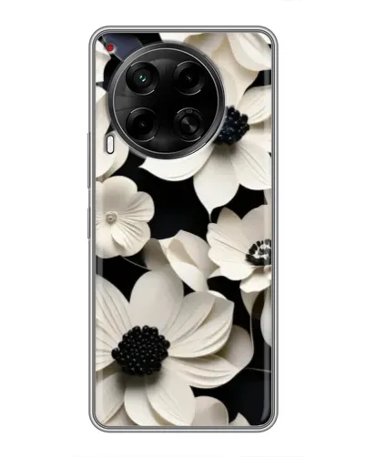 Чехол для TECNO Camon 30 (CL6) с картинкой «Объемные белые цветы»