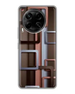 Чехол для TECNO Camon 30 (CL6) с картинкой «Коричневые объемные квадраты»