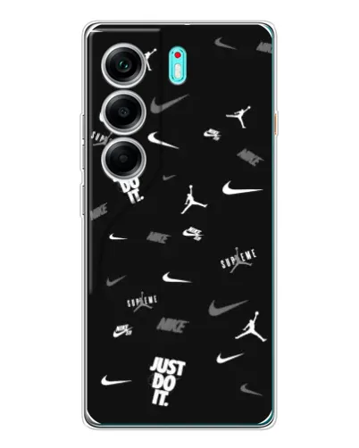 Чехол для TECNO Camon 40 с картинкой «Nike Black Pattern»