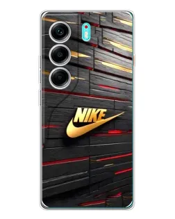 Чехол для TECNO Camon 40 с картинкой «Золотой Nike на металле»