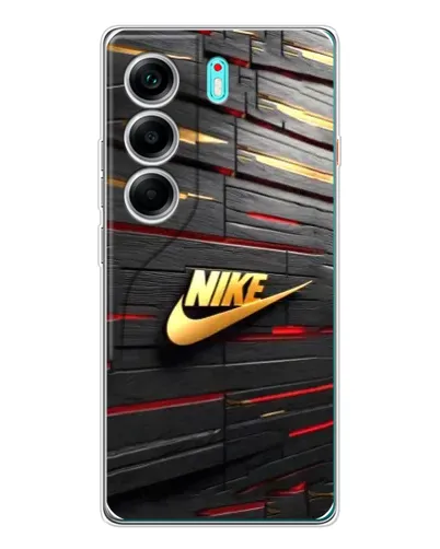 Чехол для TECNO Camon 40 с картинкой «Золотой Nike на металле»