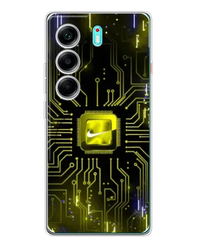 Чехол для TECNO Camon 40 с картинкой «Nike — золотая искра»