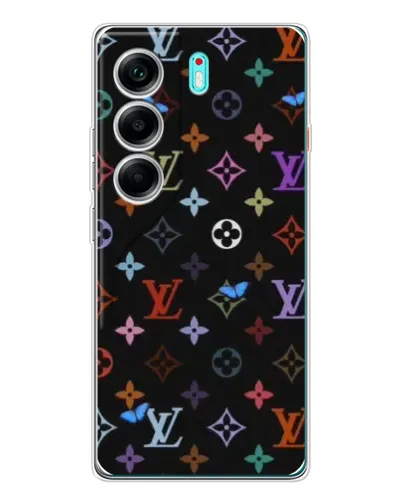 Чехол для TECNO Camon 40 с картинкой «Цветная монограмма LV»