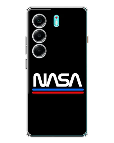 Чехол для TECNO Camon 40 с картинкой «NASA — классика Red Blue»