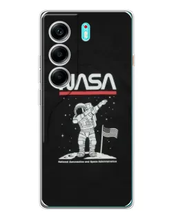 Чехол для TECNO Camon 40 с картинкой «NASA — шагаем по Луне»
