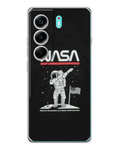 Чехол для TECNO Camon 40 с картинкой «NASA — шагаем по Луне»