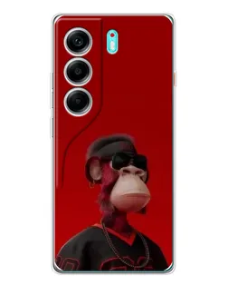 Чехол для TECNO Camon 40 с картинкой «Bored Ape в красном»