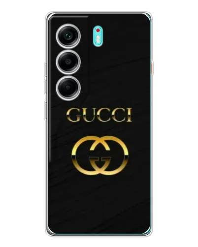 Чехол для TECNO Camon 40 с картинкой «Золотой логотип Gucci»