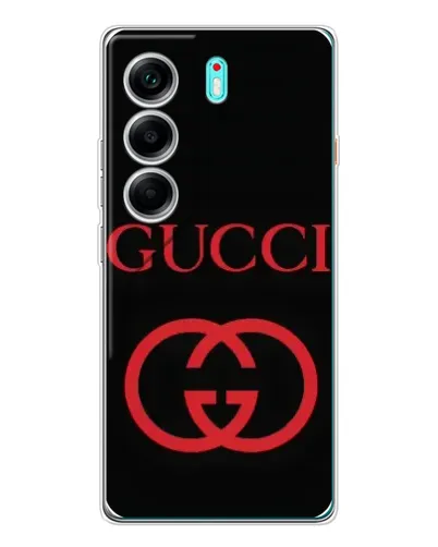 Чехол для TECNO Camon 40 с картинкой «Gucci — красный логотип»