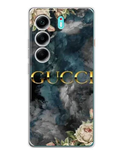 Чехол для TECNO Camon 40 с картинкой «Абстрактные цветы Gucci»