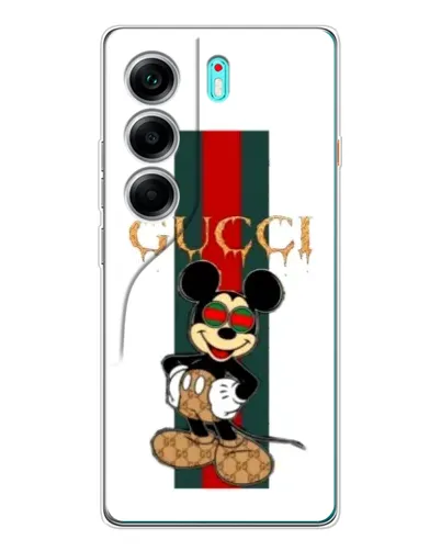 Чехол для TECNO Camon 40 с картинкой «Микки Маус Gucci — полосы»