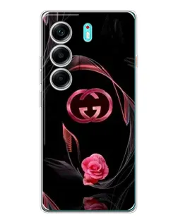 Чехол для TECNO Camon 40 с картинкой «Gucci — неоновая роза»