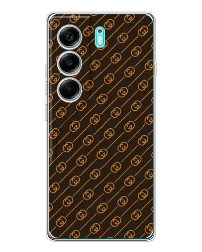 Чехол для TECNO Camon 40 с картинкой «Gucci — золотые диагонали»