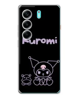 Чехол для TECNO Camon 40 с картинкой «Kuromi — черный минимализм»