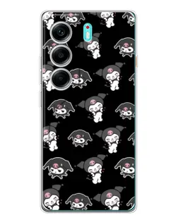 Чехол для TECNO Camon 40 с картинкой «Черный паттерн Kuromi»
