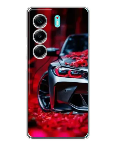 Чохол для TECNO Camon 40 з картинкою «Спортивна BMW та квіти»