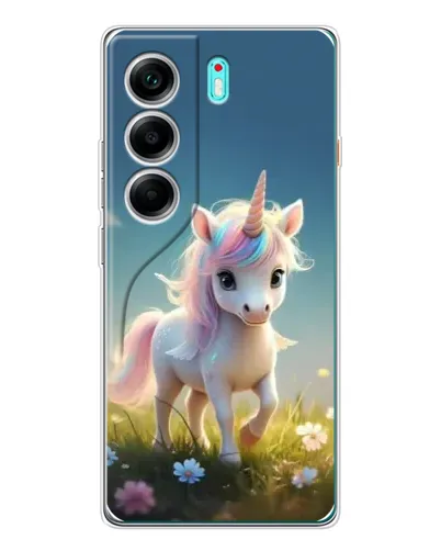 Чехол для TECNO Camon 40 с картинкой «Единорог на поляне»