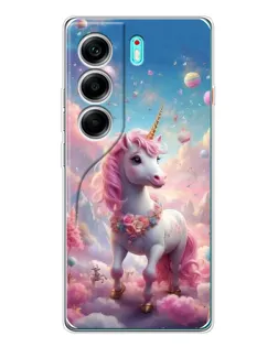 Чехол для TECNO Camon 40 с картинкой «Единорог среди облаков»