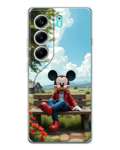 Чехол для TECNO Camon 40 с картинкой «Микки на скамейке»