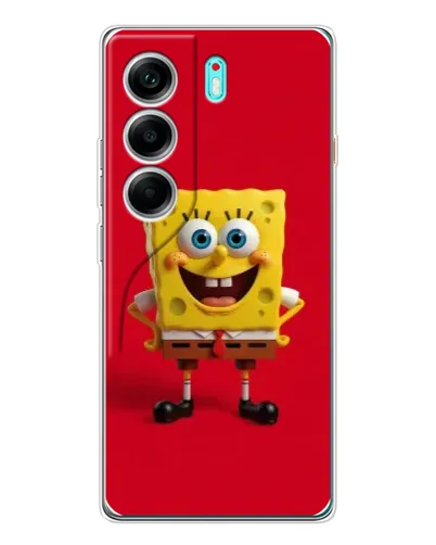 Чохол для TECNO Camon 40 з картинкою «Спанч Боб на червоному»