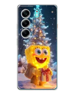 Чохол для TECNO Camon 40 з картинкою «Різдвяний Спанч Боб»
