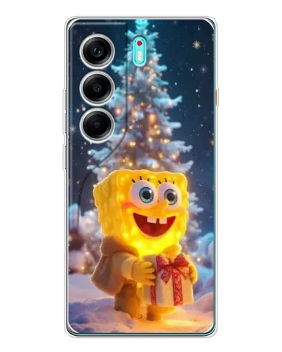 Чохол для TECNO Camon 40 з картинкою «Різдвяний Спанч Боб»