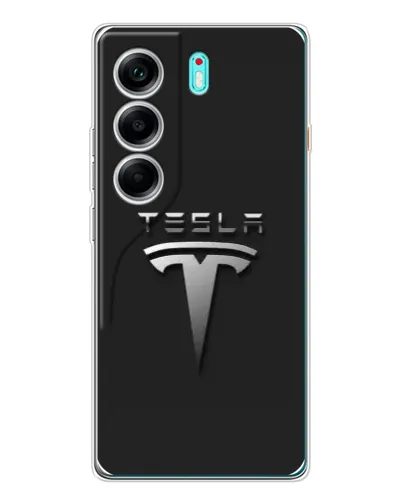 Чохол для TECNO Camon 40 з картинкою «Сталевий логотип Tesla»