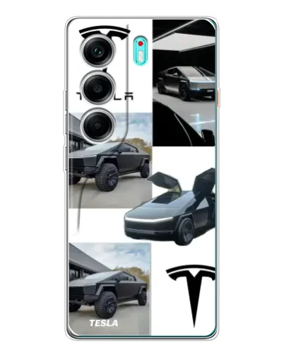 Чохол для TECNO Camon 40 з картинкою «Колаж Cybertruck Tesla»