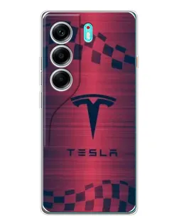 Чохол для TECNO Camon 40 з картинкою «Тесла червоний карбон» Чохол для TECNO Camon 40 з картинкою «Тесла червоний карбон»