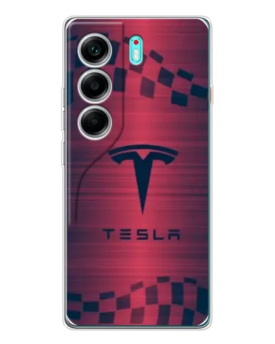 Чохол для TECNO Camon 40 з картинкою «Тесла червоний карбон»