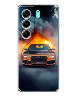 Чохол для TECNO Camon 40 з картинкою «Audi у вогняному диму»