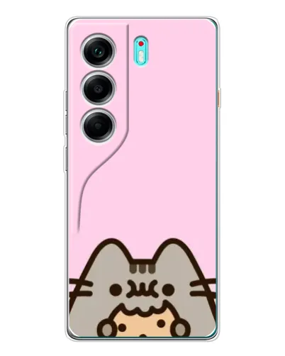 Чехол для TECNO Camon 40 с картинкой «Pusheen и печенье»