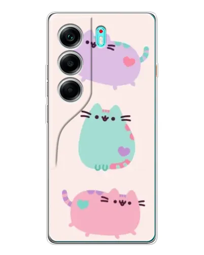 Чехол для TECNO Camon 40 с картинкой «Pusheen трио»