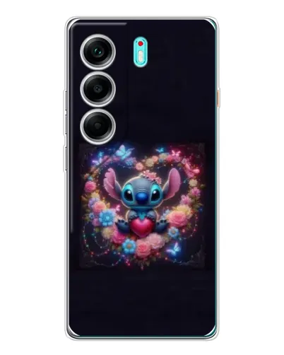 Чохол для TECNO Camon 40 з картинкою «Stitch у квітах»