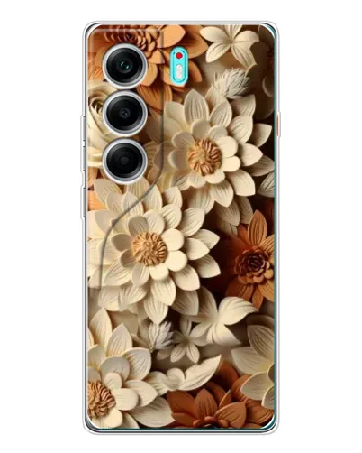 Чехол для TECNO Camon 40 с картинкой «Бежевый флористический декор» Чехол для TECNO Camon 40 с картинкой «Бежевый флористический декор»